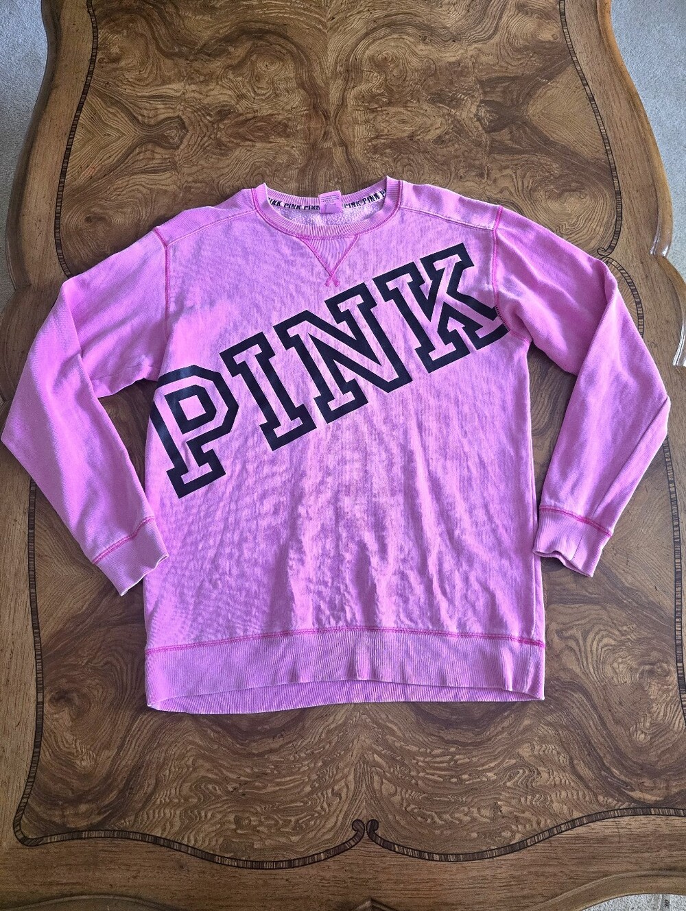 Victoria's Secret PINK Neon Pink Oversized Sweatshirt Womens Size Small Pink Out
